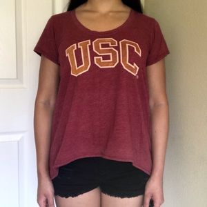 USC SHORT SLEEVE FRONT HIGH LOW HEM TEE SHIRT